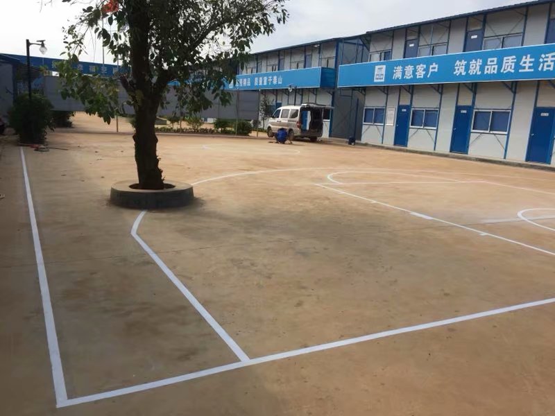 柳州土博镇篮球架安装划线